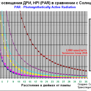 Irradiance Graph Of Metal Halide (PAR) Vs Sun (PAR)